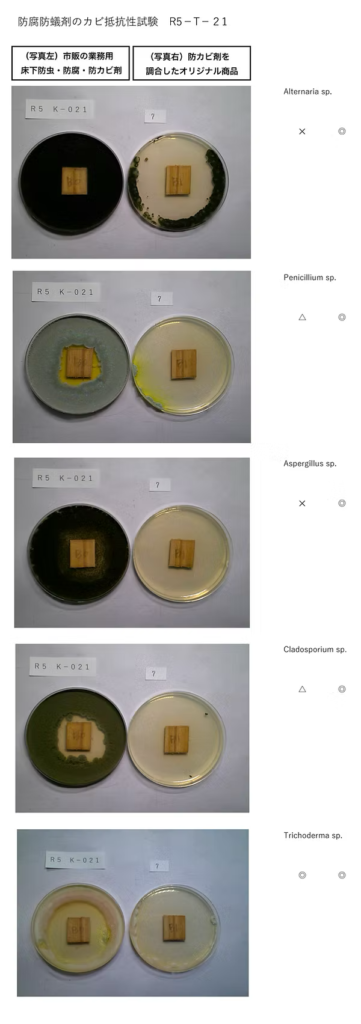 防腐防蟻剤のカビ抵抗性試験 R5-T-21